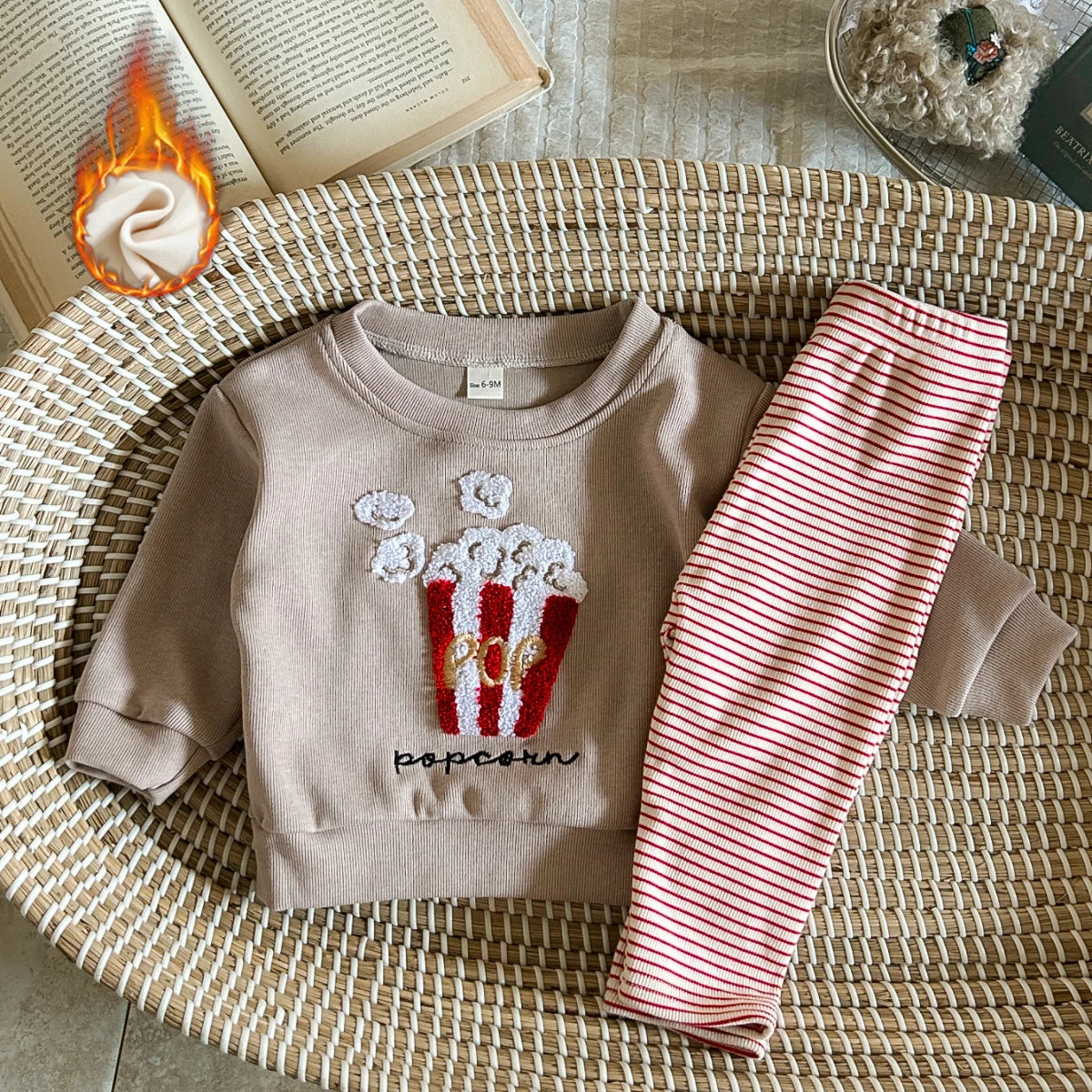 CreativeOutfits® | Popcorn Embroidery Toddler Outfit Set